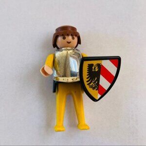 1974 Geobra Playmobile Figurine Silver Tone Shield Helmet Vintage Kids Toy